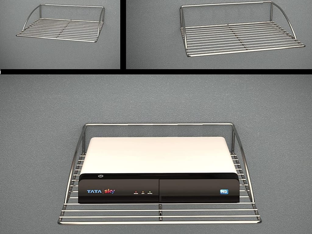 NURATStainless Steel Set Top Box DVD Stand Wall Mount Setup Box Holder Wall Shelf Wi-Fi Router Stand Set top Box Stand