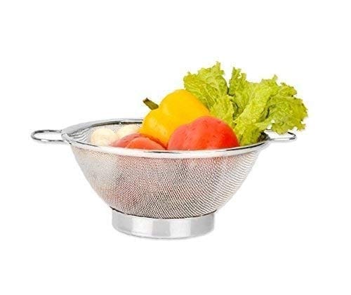 NURAT Primmum Quality Stainless Steel Colander Basket with Handle Strainer for Fruits Vegetables Rice Noodles 30 cm (Set of 1)