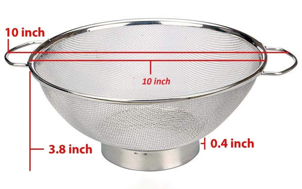 NURAT Stainless Steel Colander Basket with Handle Strainer for Fruits Vegetables Rice Noodles Soup 30 cm (Set of 1)