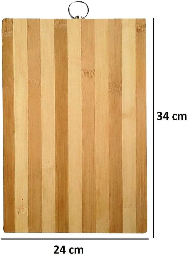 Wooden Vegetable Cutting Board - Large Organic Bamboo Chopping Board for Kitchen with Handle Slicing Board for Fruit, Meat, Cheese Knife Friendly Size 34 * 24 cm