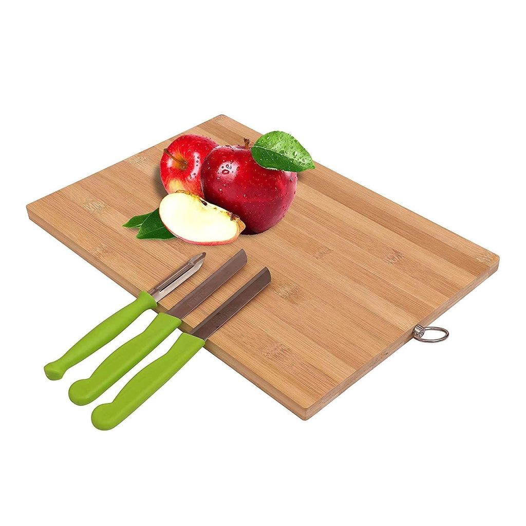Wooden Vegetable Cutting Board - Large Organic Bamboo Chopping Board for Kitchen with Handle Slicing Board for Fruit, Meat, Cheese Knife Friendly Size 34 * 24 cm