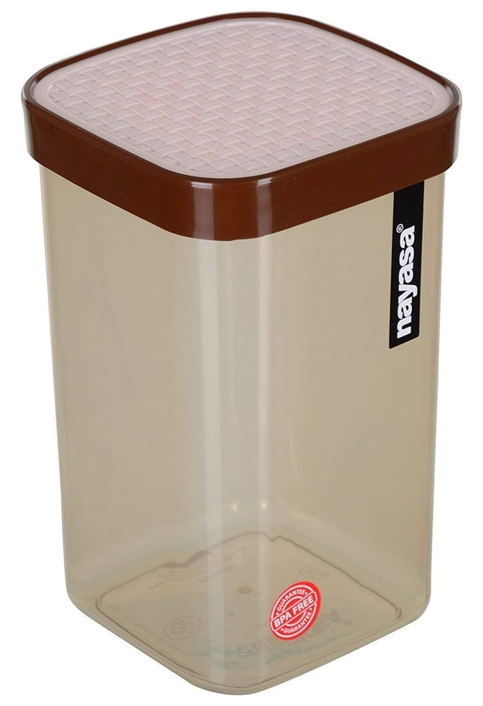 Nayasa Superplast Plastic Fusion Containers 1000ml, Set of 6, Brown with Silicon Brush by Krishna Enterprises