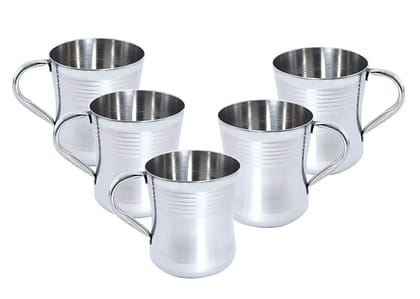 NURAT Stainless Steel Tea Cup - 6 Pieces, Silver, 300 ml