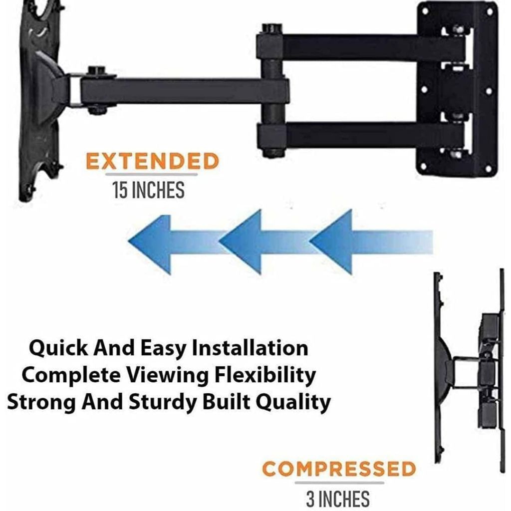 NURATUniversal Full Motion Tv Wall Mount/Stand 23 to 43 Inch LED LCD HD Plasma TV Stand Hanger(Black)(Distance to Wall 75 to 372 mm and Tilted Angle +-15 Degree)