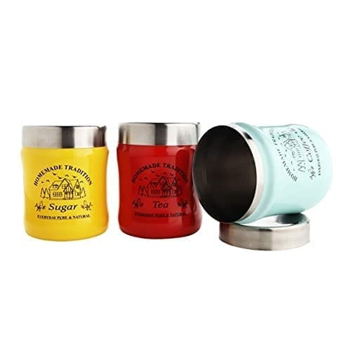 NURATStainless Steel Rainbow Tea Coffee Sugar Containers set of 3