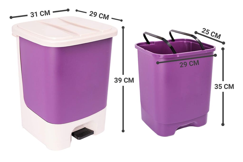 NURAT18 L Modern Step On Dustbin With Lid For Kitchen(Light Blue)