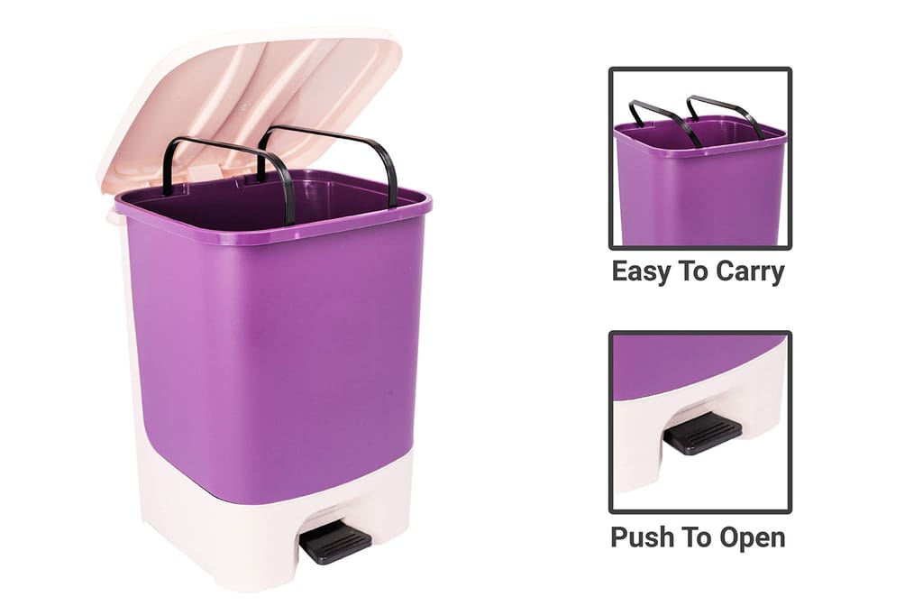 NURAT18 L Modern Step On Dustbin With Lid For Kitchen(Light Blue)