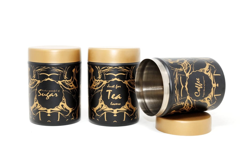 NURATStainless Steel Rainbow Tea Coffee Sugar Containers set of 3