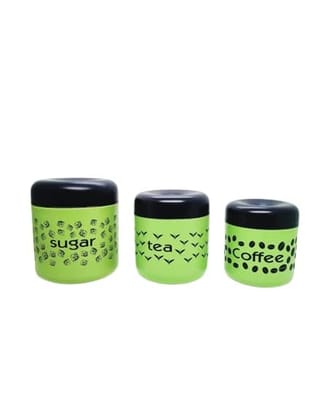NURAT Homes Decorative Canister Set with Lid for Kitchen Counter Top Airtight Stainless Steel Food Storage Container.CAPACITY: Suger"700ML,Tea"500ML,Coffee"300ML.