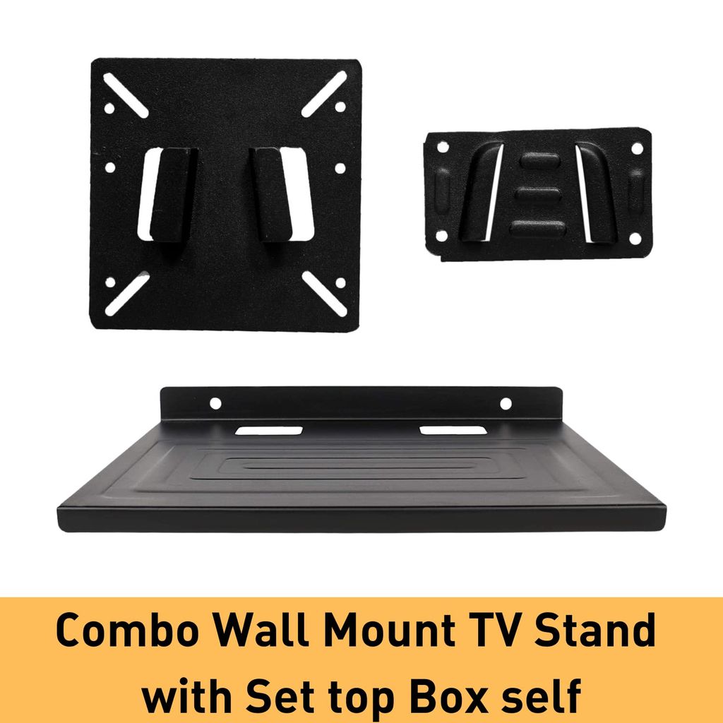 NURATCombo TV Stand Hanger Holder Universal Fixed TV Wall Stand with Set Top Box Self