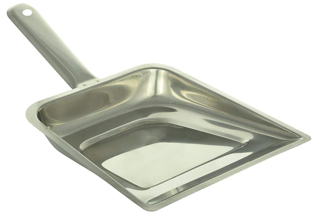 NURATStainless Steel dust pan, Unbreakble Dustpan, Dust Collector Pan for Home and Kitchen Silver