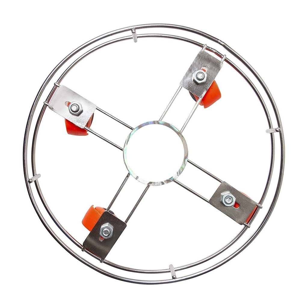 NURATStainless Steel Gas Trolly/LPG Gas Cylinder Stand Trolley with Wheels (Silver) | Gas Cylinder Trolley with 4 Wheels