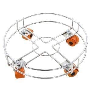 NURATStainless Steel Gas Trolly/LPG Gas Cylinder Stand Trolley with Wheels (Silver) | Gas Cylinder Trolley with 4 Wheels