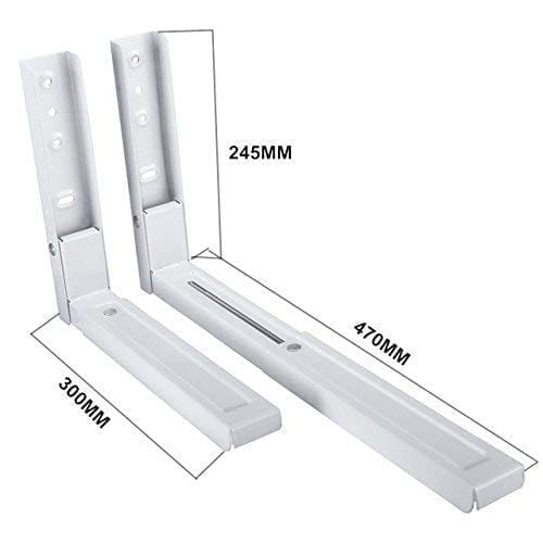 NURATSteel Strong and Heavy Universal Foldable Extendable Stretchable Shelf/Rack Wall Mount Bracket for Microwave Oven OTG Printer Speaker DVR Voltage Stabilizer (Standard, White) - Pack of 2