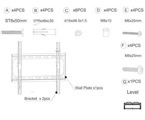 NURAT 14-42" Inch Fixed led Plasma Wall Mount Bracket LCD TV Stand 400 x 400, 30 kg Weight Capacity |Heavy Duty| (Pack of 1)