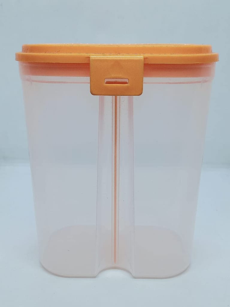 NURAT Storage Container 2 Sections Air Tight Transparent Lid Suitable for Kitchen Cereal, Flour, Sugar, Coffee, Rice, Nuts, Snacks, Dry Food (2000 ML, Multi-Color)