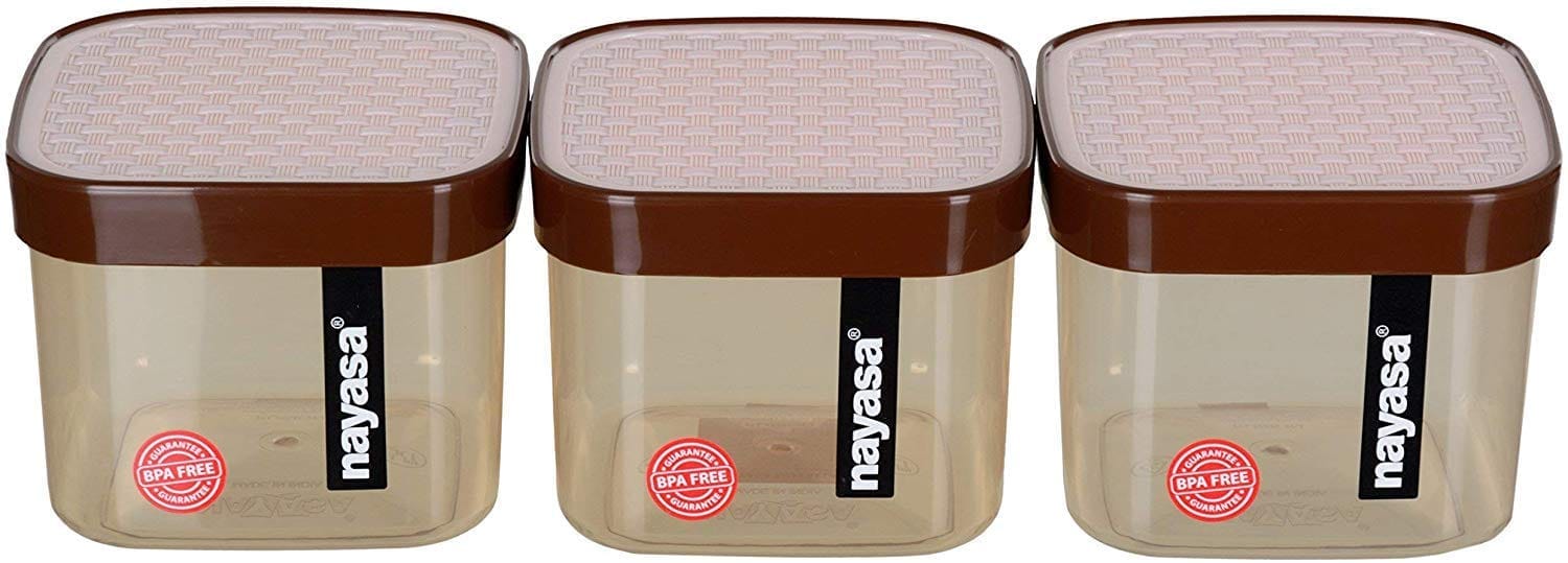 Nayasa Superplast Fusion Plastic Container Set, 750 ml, Set of 3, Brown (SKU-NAYASA-222)