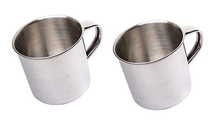 NURAT Stainless Steel Plain Coffee Mug 600ml (Set of 2)