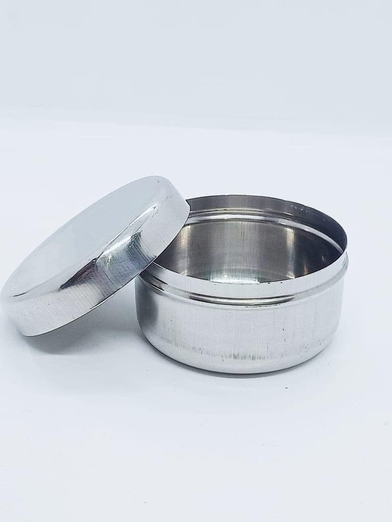NURAT Stainless Steel Flat Steel Dabbi/Fridge Container 50 ml (Pack of 6)