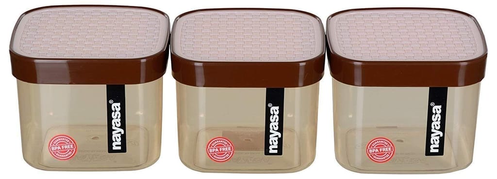 Nayasa Superplast Plastic Fusion Air Tight Containers 750ml, Set of 12, Brown by Krishna Enterprises