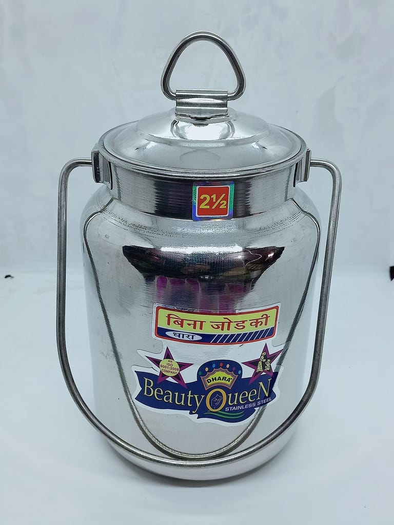NURAT Stainless Steel Milk/Oil Storage Container, 3 Liter, Silver