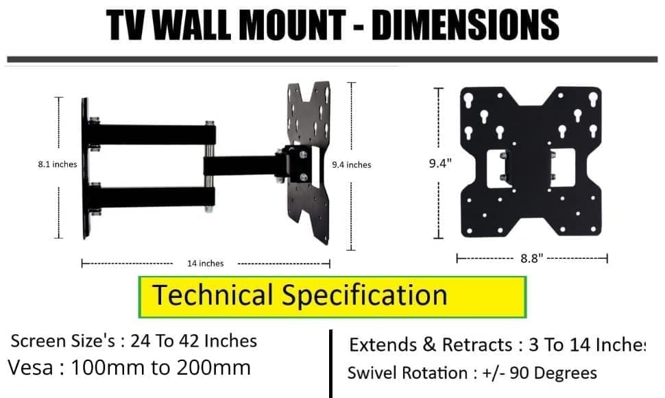 NURAT Premium Heavy Duty Full Motion TV Wall Mount