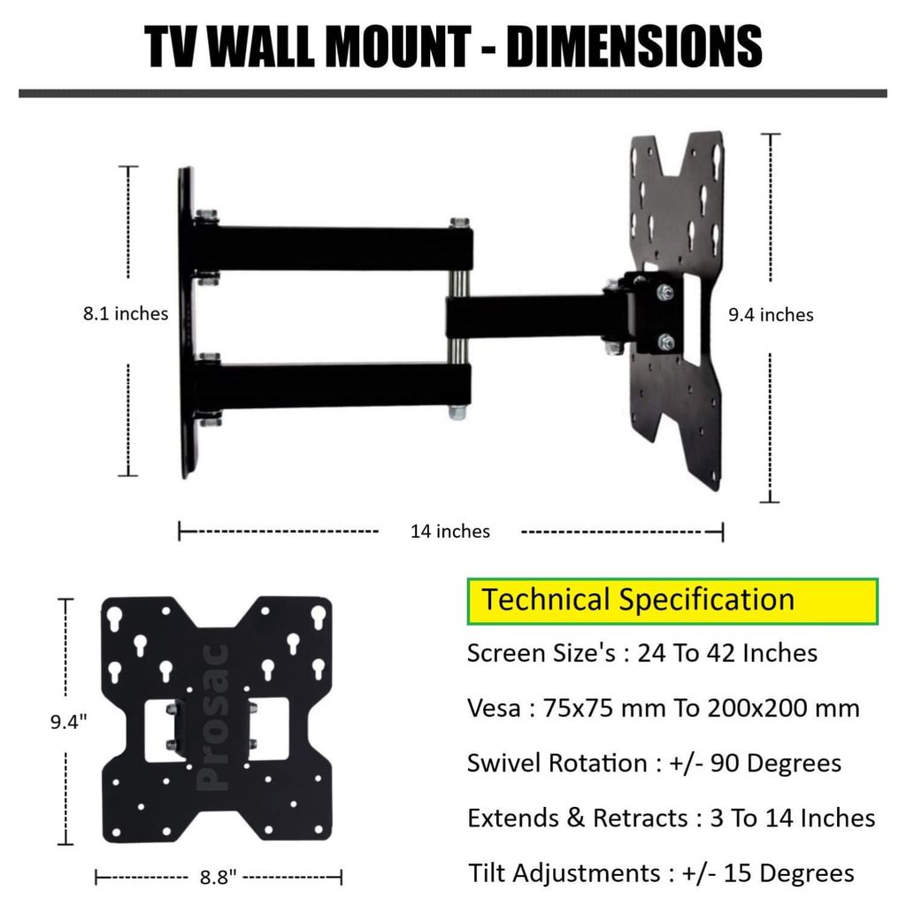 NURAT Premium Heavy Duty Full Motion TV Wall Mount