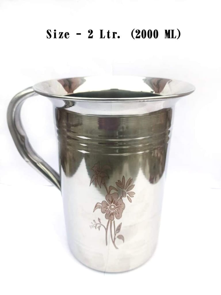 NURAT Multipurpose Stainless Steel Mug- Jug for Bath Camping, Travel, Kitchen use, Daily use Steel Jug with Lid (2000 ml) 2 Liter