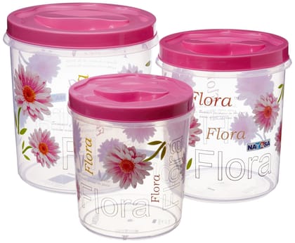 Nayasa Store-in Plastic Container, 3 Pieces, Pink