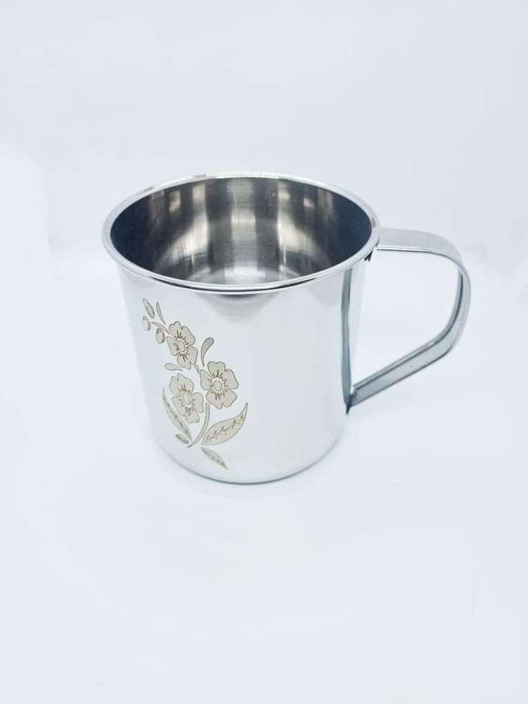 NURAT Stainless Steel Multipurpose Stainless Steel Mug (Flower Design) - for Camping, Travel, Kitchen, Daily use (Large ( 1000 ml))