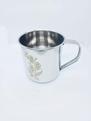 NURAT Stainless Steel Multipurpose Stainless Steel Mug (Flower Design) - for Camping, Travel, Kitchen, Daily use (Large ( 1000 ml))