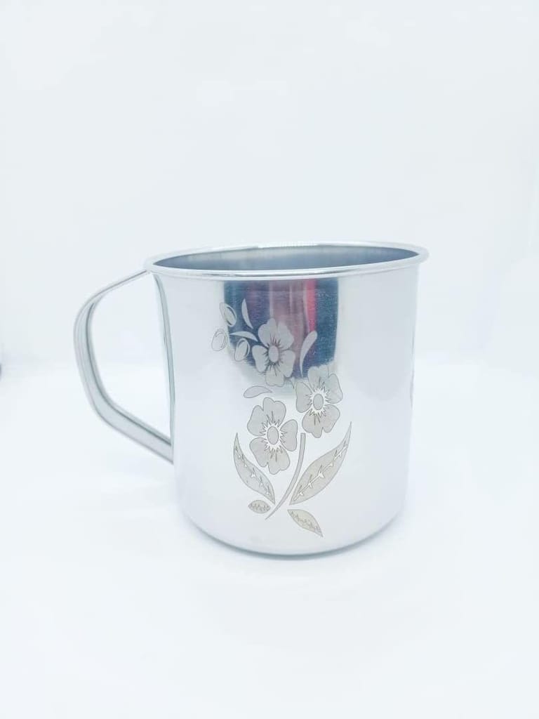 NURAT Stainless Steel Multipurpose Stainless Steel Mug (Flower Design) - for Camping, Travel, Kitchen, Daily use (Large ( 1000 ml))