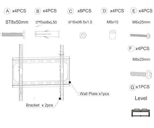 NURAT LED Stand 32-55" Inch Fixed led LCD Plasma Wall Mount Bracket TV Stand |Heavy Duty| 32 kgs Weight Capacity| -(Pack of 1)