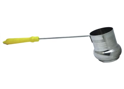 NURAT Water Ladle with Handle for Matka Poring Pouring Dispenser Stainless Steel Glass Lota Ghada Oil Dosa Mugs 300 ml (Yellow_Big)