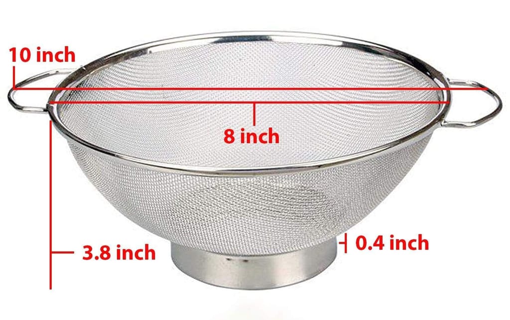 NURAT Stainless Steel 8 inch Colander Professional Strainer with Handles and Self-draining Solid Ring Base Dishwasher Safe