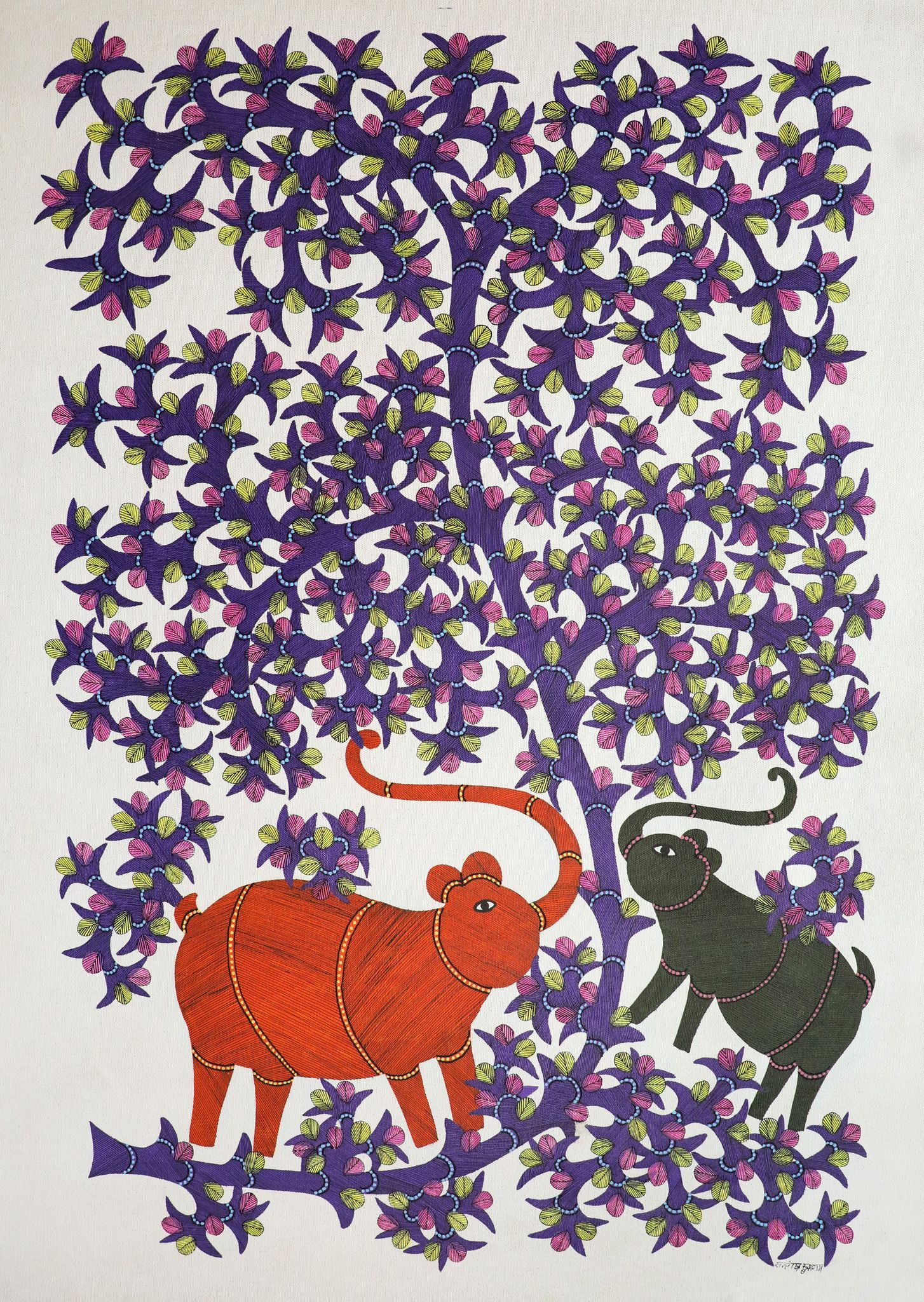 Tribes India Handmade Painting Gond Canvas 1TPNGNDMP05445