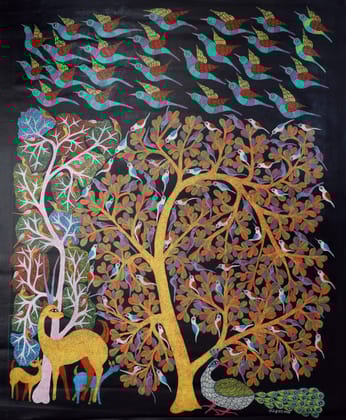 Tribes India Handmade Painting Gond Canvas 1TPNGNDMP05640