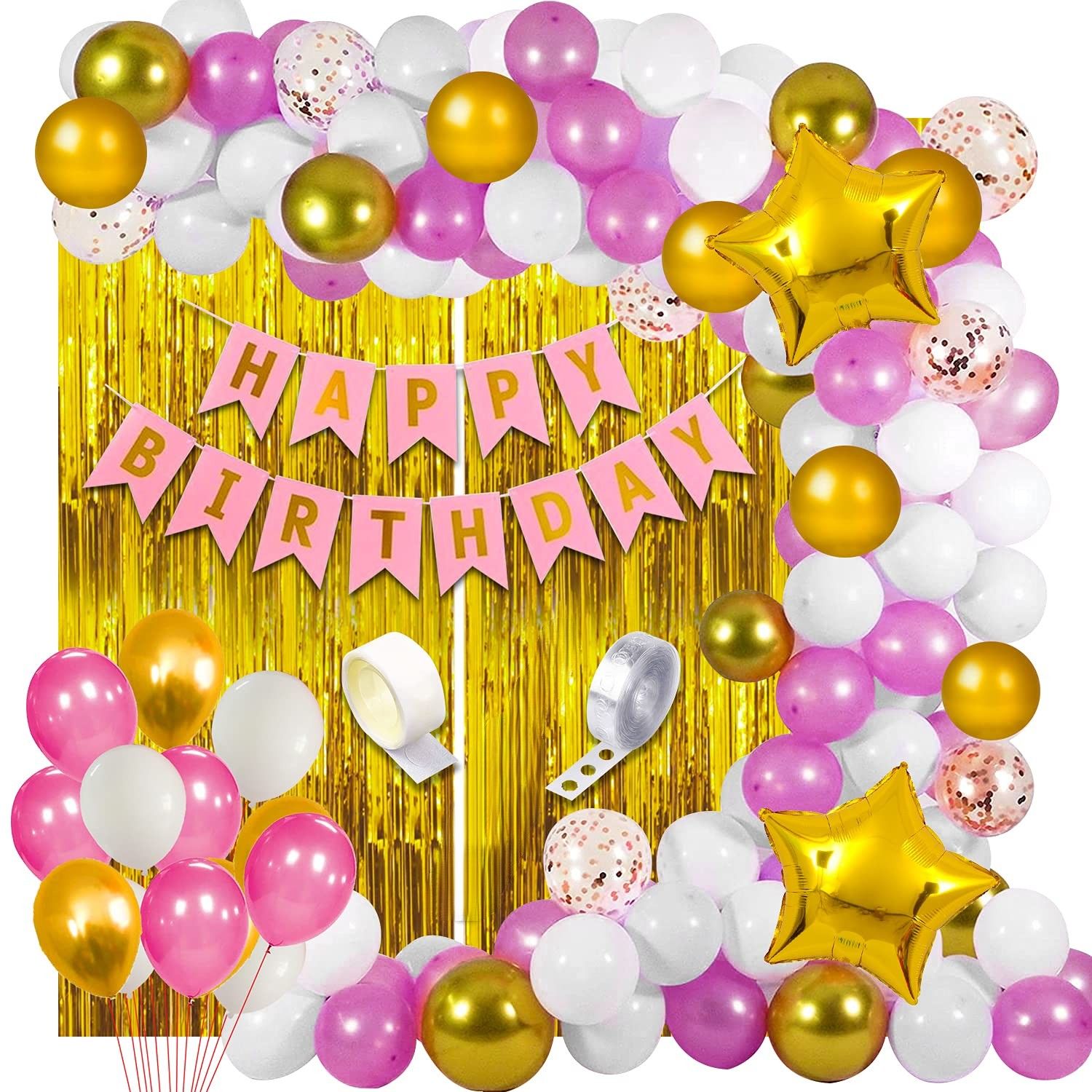 Pack of 62pcs Birthday Decoration kit - 1 3 pcs Set of Happy