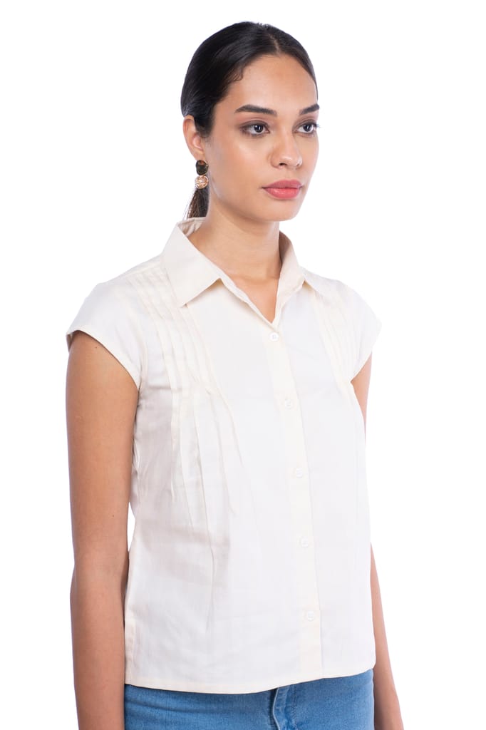 IVORY (Off-White) PIN-TUCK SHIRT