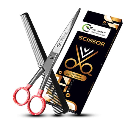 Organim care products 7 Inch Hair Cutting Barber Scissors Cutting Scissors Scissors (Set of 1) (FREE BARBER COMB)