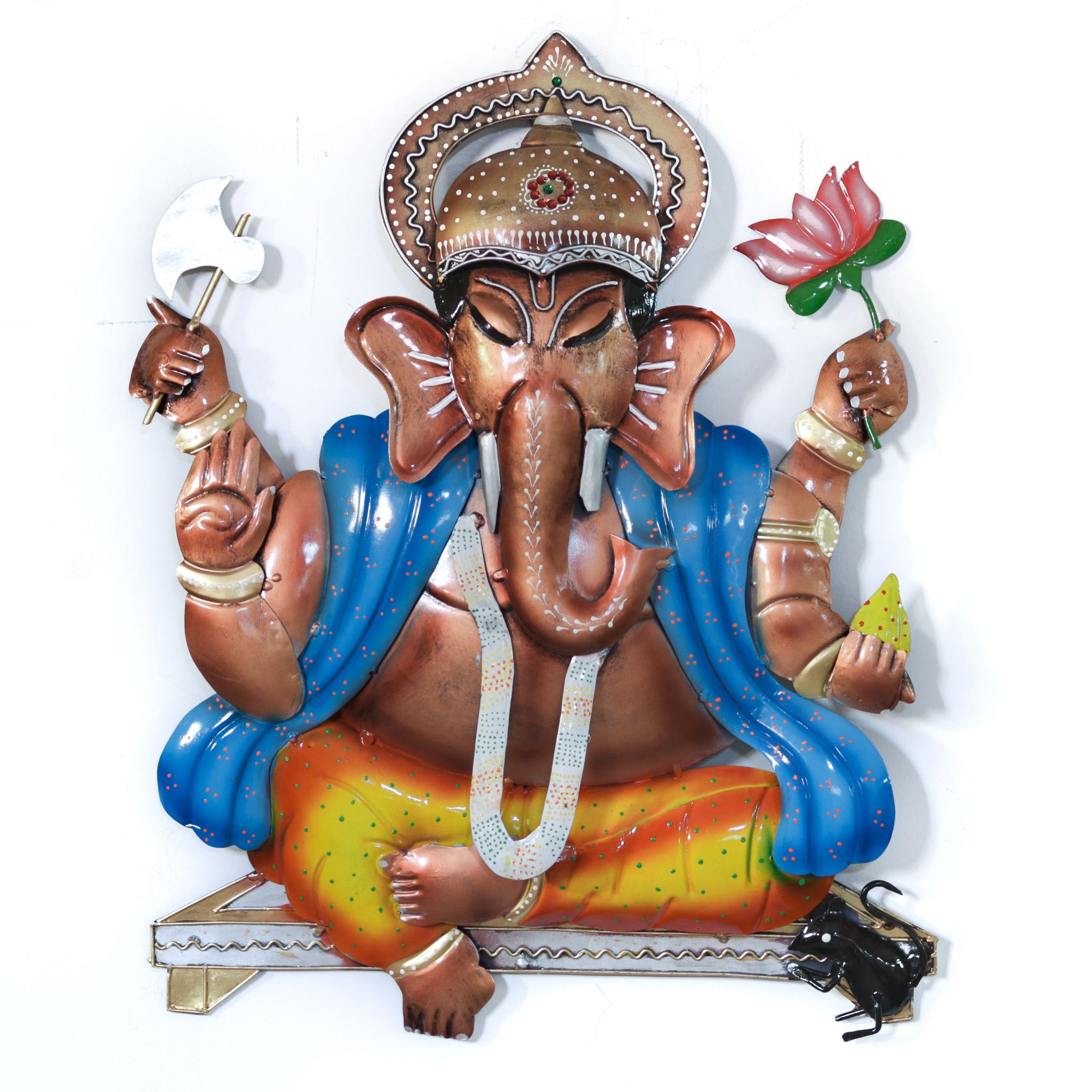 Metal Ganesha Wall Hanging - Divine Idol for Home Decor