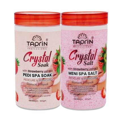Taprin Pedi spa Soak & Meni spa salt with strawberry extract (600+900)g | For Soft, Healthy & Smooth feet