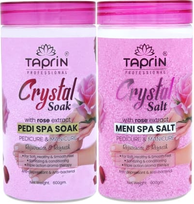 Taprin Pedi spa Soak & Meni spa salt with Rose extract (600+900)g | For Soft, Healthy & Smooth feet
