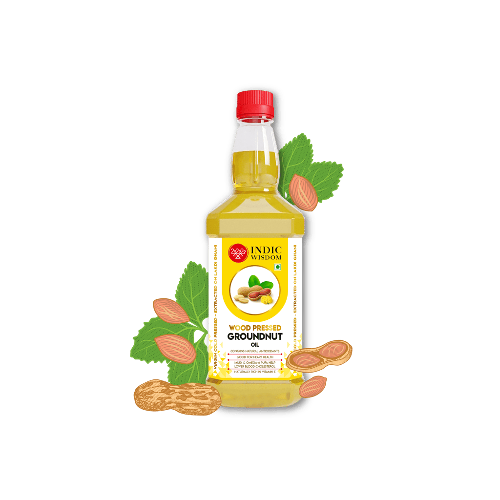 IndicWisdom Wood Pressed Groundnut Oil 1 Liter (Cold Pressed Groundnut Oil - Extracted on Wooden Churner)