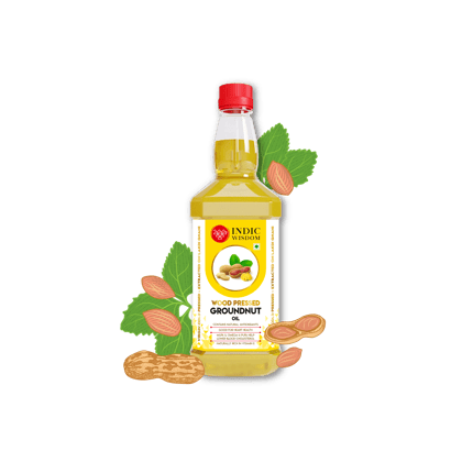 IndicWisdom Wood Pressed Groundnut Oil, Premium Cold Pressed Groundnut Oil, Pure & Natural Multipurpose Oil, Edible Cold Pressed Oil Extracted On Wooden Churner, 1L – Indicwisdom