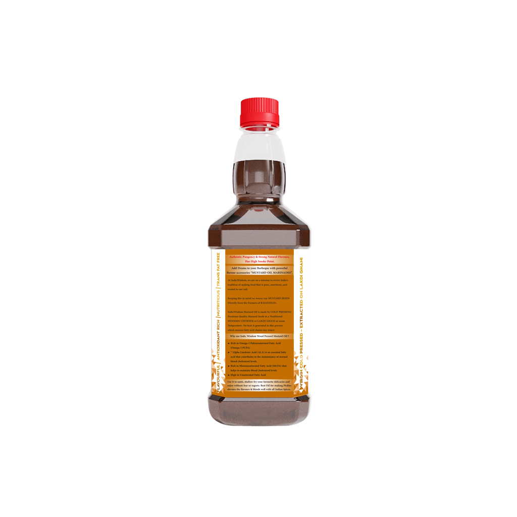 IndicWisdom Wood Pressed Mustard Oil 1 Liter (Cold Pressed Mustard Oil - Extracted on Wooden Churner)