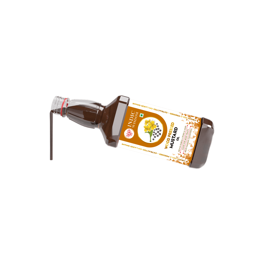 IndicWisdom Wood Pressed Mustard Oil 1 Liter (Cold Pressed Mustard Oil - Extracted on Wooden Churner)