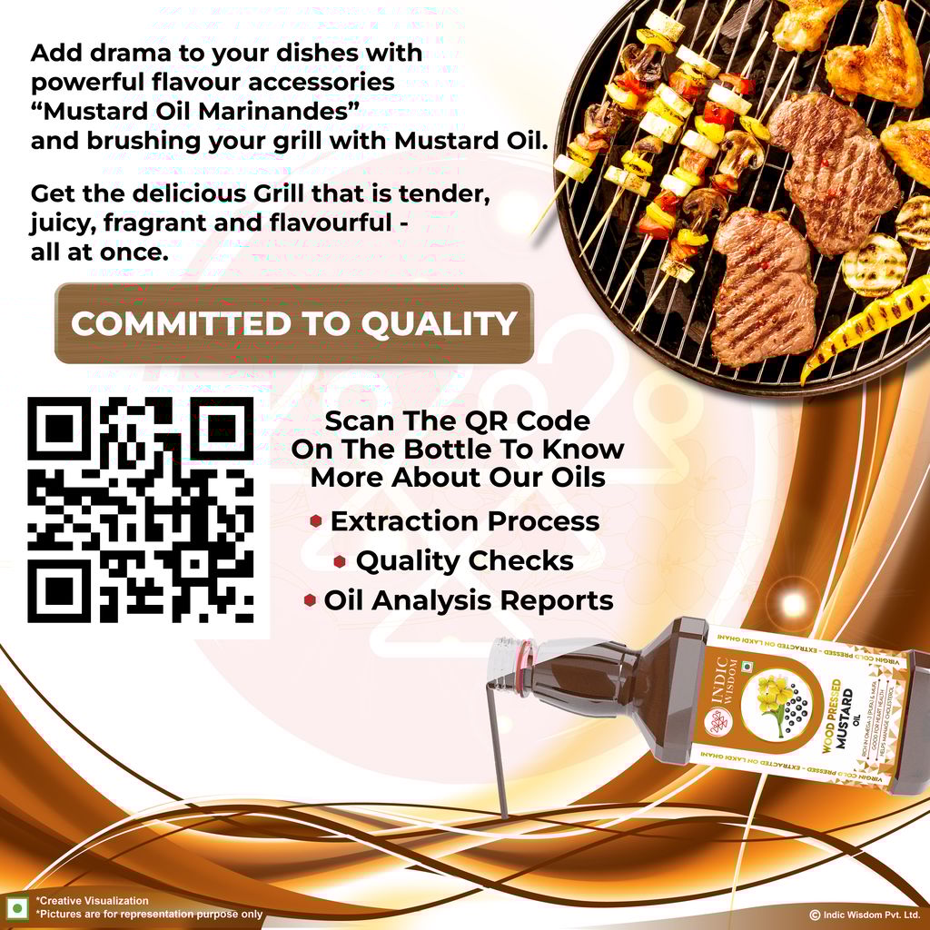 IndicWisdom Wood Pressed Mustard Oil 1 Liter (Cold Pressed Mustard Oil - Extracted on Wooden Churner)