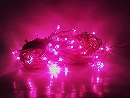 Ekdant Pink Plastic Rice Lights 10 Mtr Serial Bulbs Ladi Decoration Lighting For Indoor, Outdoor, Diy, Diwali Christmas Eid