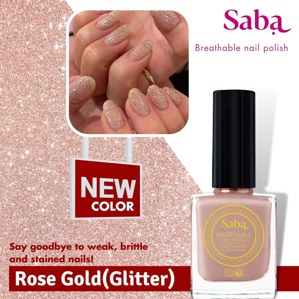 SABA Breathable Chip Resistant. Long Lasting Nail Polish Set of 2|Fast Drying/Halal/Cruelty Free/Vegan Nail Lacquer|Harmful Chemical Free, Water Permeable,Glossy Nail Polish (12 ml Each)